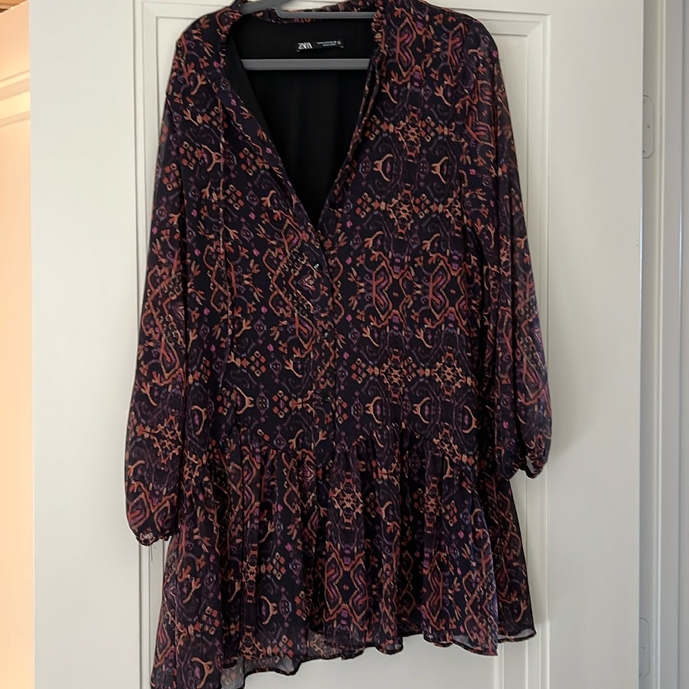 Zara long sleeve silk dress